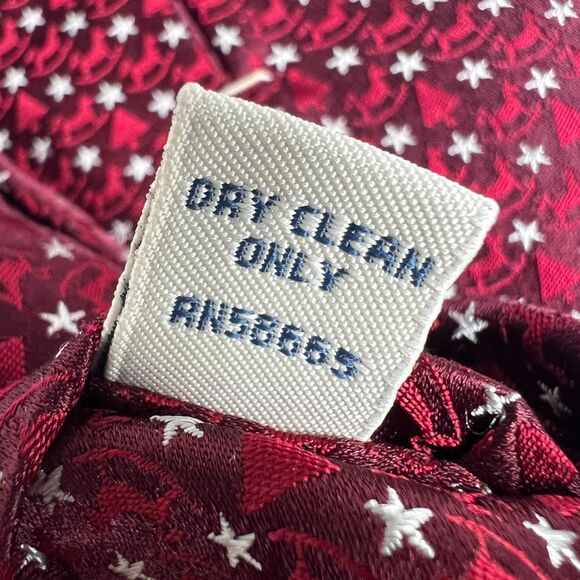 John W. Nordstrom Christmas Tree Rocking Horse Star Red White Silk Tie - Picture 6 of 7